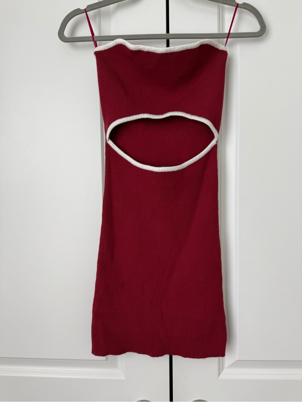 Game Day Red Knit Tank Dress with White Trim